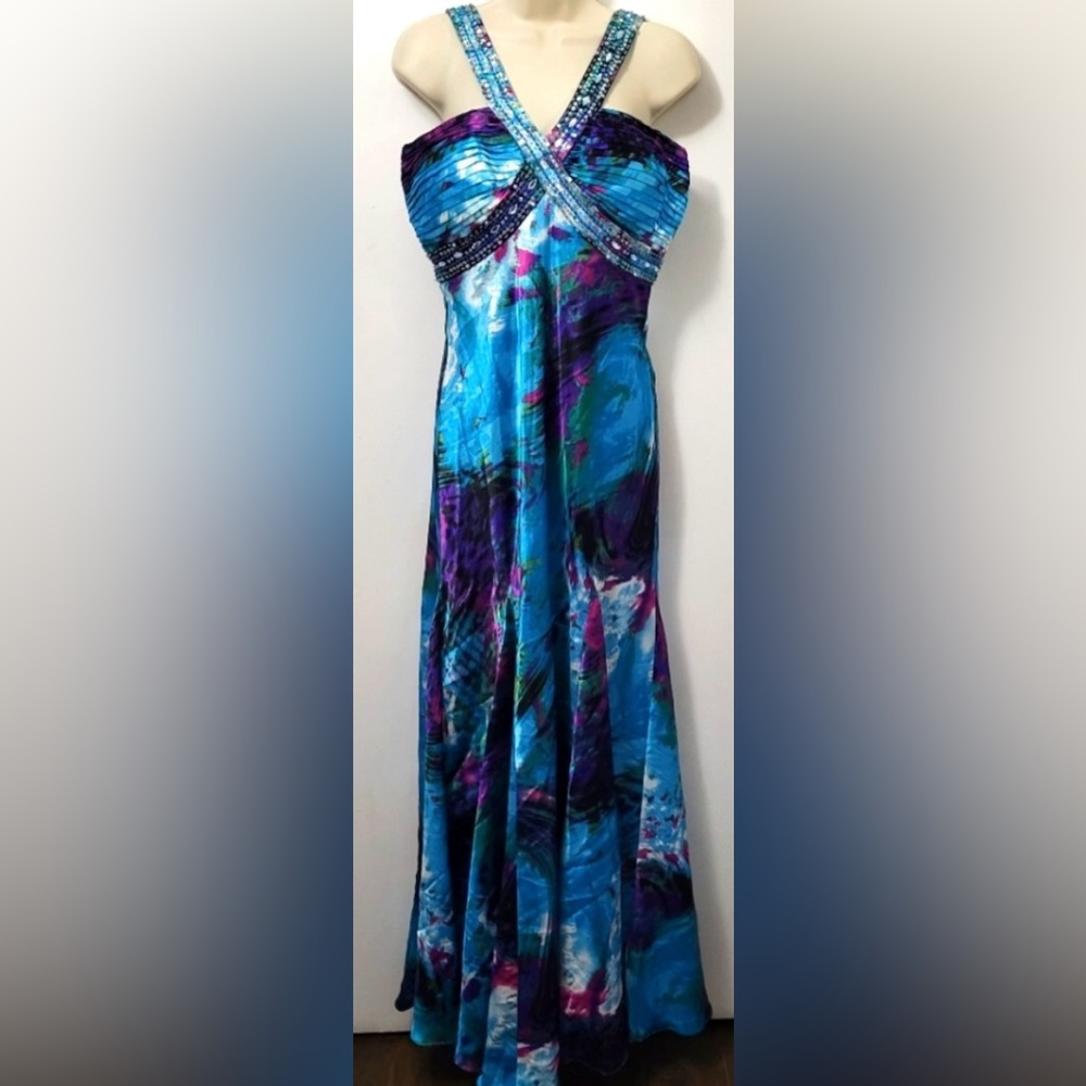 Ignite Evenings Satin Beaded Prom Dress - 10 - Multicolored - Used